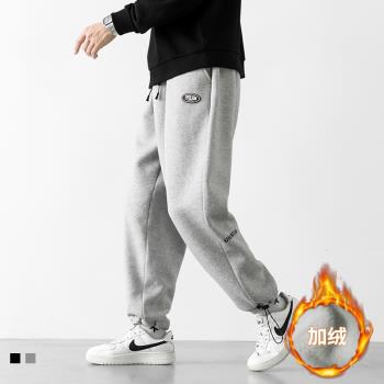 Mens straight loose drawstring sweatpants新款加絨百搭休閑褲