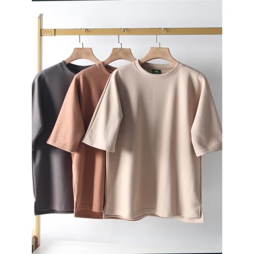 阿美咔嘰！高克重針織面料！夏季男士外貿時尚廓形圓領短袖T恤衫