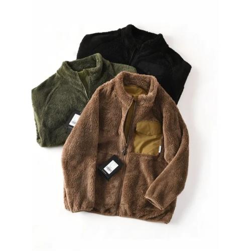 山系機能風！350克長毛珊瑚絨！外貿男裝秋冬情侶款休閑立領夾克