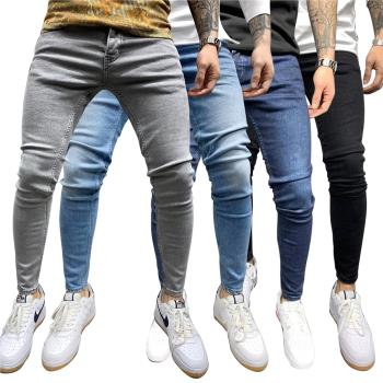 2025新款歐美男士彈力緊身小腳牛仔褲美式休閑長褲潮Mens jeans