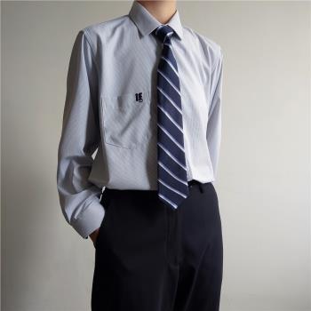木村叔dk原創日系格子襯衫男長袖尖領短袖襯衣日系制服校供角襟領