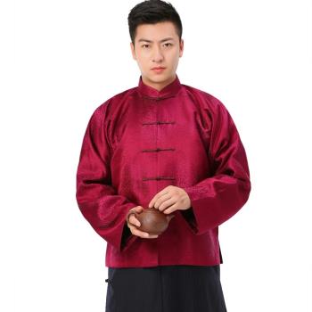 紅色手工真絲宴會禮服馬褂盤扣