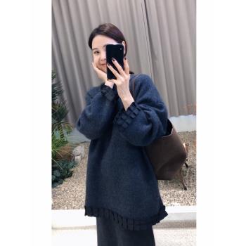 法式優雅風琴褶花邊中長款上衣女2025春季新款極簡胖MM慵懶風內搭