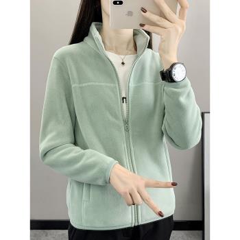 抓絨衣新款女2025秋冬季搖粒絨雙面立領衛衣加絨加厚休閑時尚外套