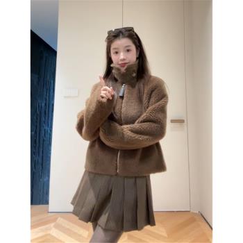 發財宅女同款 摩卡coco 羊羔毛拉鏈外套女秋冬保暖加絨加厚外套