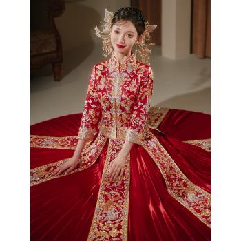 秀禾服新娘2022新款結婚敬酒服中式婚紗禮服龍鳳褂中國風女秀和服