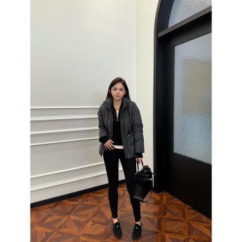 【拉達小蠻腰】法式內斂灰羊毛鵝絨羽絨服女冬季收腰立領氣質外套