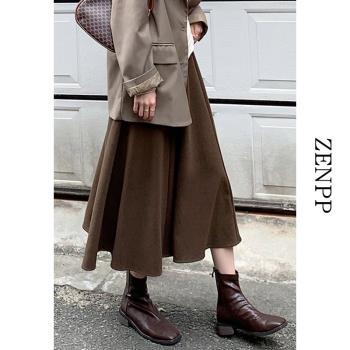 美拉德棕咖色半身裙女春秋款高腰a字長裙子半裙大擺傘裙2025新款