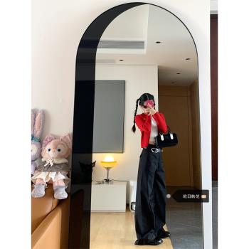 大碼黑色闊腿褲女春季2024年新款高腰西裝褲子直筒寬松垂感拖地褲