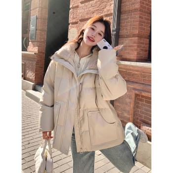 皮衣羽絨服女短款2024冬季新款韓系減齡超好看小個子90白鴨絨外套