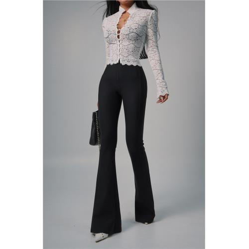 【蜜蜜家】北國的詩 磨毛錦棉羅馬帶豐胯墊彈力微喇褲 K096/K077