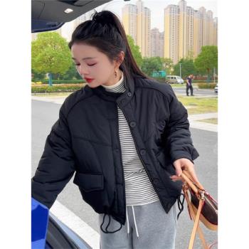小個子立領加棉設計感短外套女2024秋冬新款休閑顯瘦輕薄保暖棉服