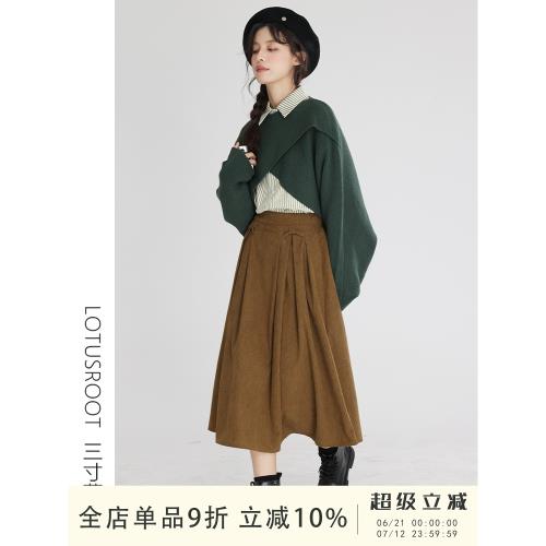 【三寸藕】2025秋冬新款通勤綠色設計感慵懶風毛衣高級感針織上衣