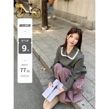 芝士兔 加絨灰色衛衣女冬季2025新款小個子設計感加厚休閑上衣ins