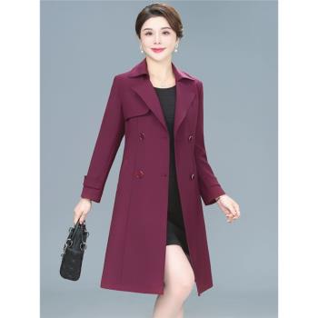 風衣女中長款2025新款春秋裝小個子韓版媽媽裝雙排扣修身顯瘦外套