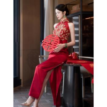 紅色禮服新娘結婚修身高階感旗袍