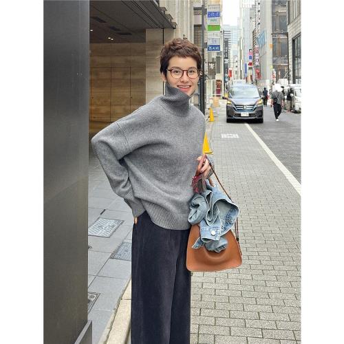 MsDidion｜愜意暖午-雙股26支美麗奴羊毛羊絨 高領針織套頭毛衣