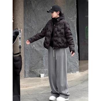 輕薄壓紋黑色輕薄羽絨服女2025冬季新款時尚設計感加厚保暖外套女