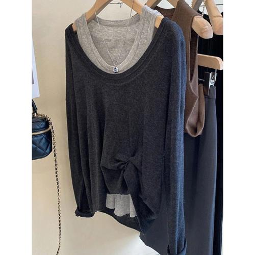 深圳南油高端大牌女裝兩件套長袖T恤春秋2025新款時尚氣質打底衫