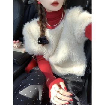 今年流行的漂亮馬甲女2025秋冬新款韓系溫柔風時尚羊羔毛無袖外套