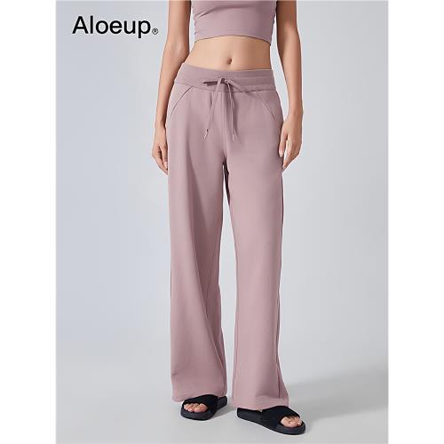 Alo eup秋冬休閑寬松運動衛褲百搭通勤闊腿褲高腰顯瘦健身瑜伽褲