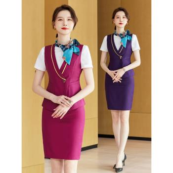 空姐制服空乘禮儀職業裝酒店服務員前臺接待工作服女美容院工作裝