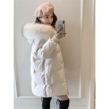 中長款毛領時尚連帽反季羽絨服