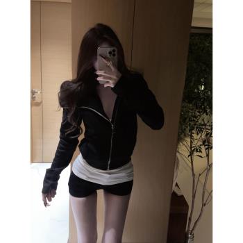 美式復古連帽衛衣外套女裝春季要穿新衣服小眾設計感修身短款上衣