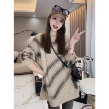 美式復古秋冬季毛衣女外穿2025新款韓版寬松慵懶風中長款針織上衣