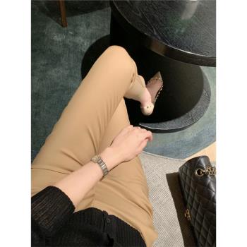 韓版辣妹ins夏季新款修身顯瘦顯腿長小腳西褲遮肉直筒九分休閑褲