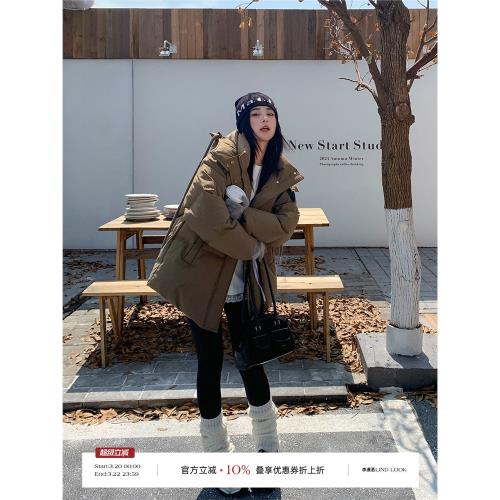 李瀟灑微胖大碼90白鴨絨短款羽絨服女24冬季寬松顯瘦連帽廓形外套