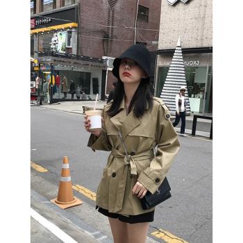 網紅chic卡其色短款流行女士風衣
