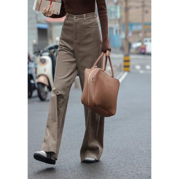 覓定美拉德燈芯絨褲子女早春2025新款寬松直筒闊腿褲休閑長褲