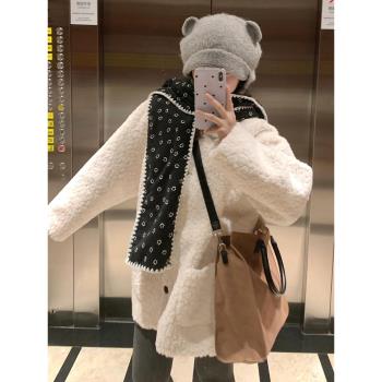 搖粒絨羊羔毛白色厚外套女深秋初冬2025新款爆款小香風羊羔絨上衣