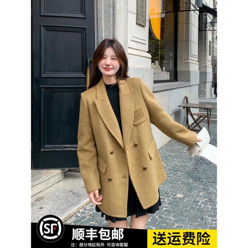 輕奢高級感顯瘦氣質羊毛雙面呢子外套女冬新款小個子加厚西裝毛呢