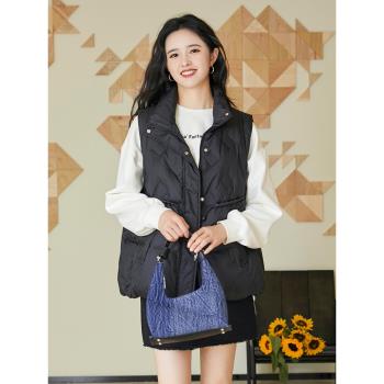 朵以2024冬季新款黑色羽絨服馬甲女90白鴨絨輕薄保暖無袖坎肩外套