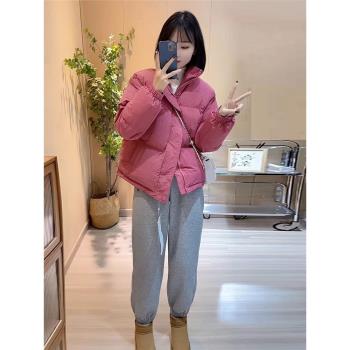 短款羽絨棉服女裝粉色2025冬季新款韓版加厚保暖小個子麵包服外套