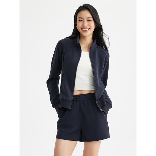 春秋女士蘭精翻領休閑短外套彈力修身柔軟運動旅行開襟衛衣夾克女