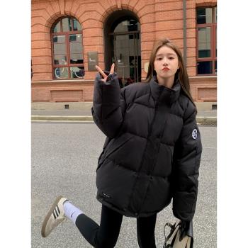 黑色學生中戲寬松立領羽絨棉服女冬新款小個子棉衣外套加厚麵包服