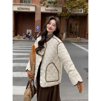 設計感薄款菱格保暖外套羽絨棉服