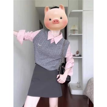 POLO學院風獨特別致上衣假兩件