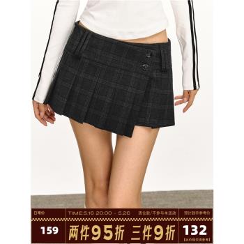 Ariseism美式復古格子半身裙女2025新款春季修身包臀低腰短裙子