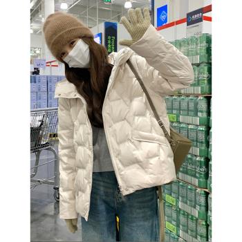 白色小眾設計感連帽輕薄羽絨服