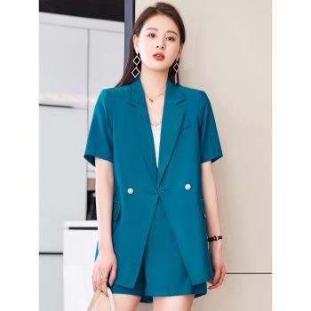 短袖西裝外套女薄款設計感小眾高階時尚氣質休閑職業西服短褲套裝