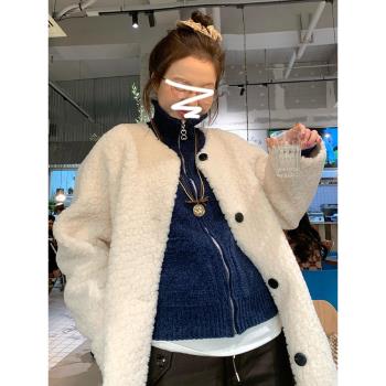 2025新款白色搖粒絨羊羔毛外套女秋冬季小香獨特超好看保暖厚上衣