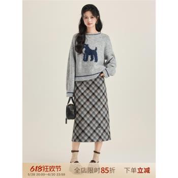 宿本【狗狗毛衣】慵懶風毛衣2025年秋冬新款女設計感針織羊毛上衣