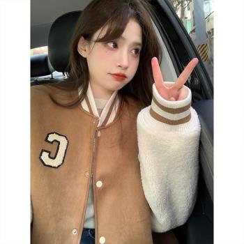 外套女羊羔毛復古寬松bf保暖外套