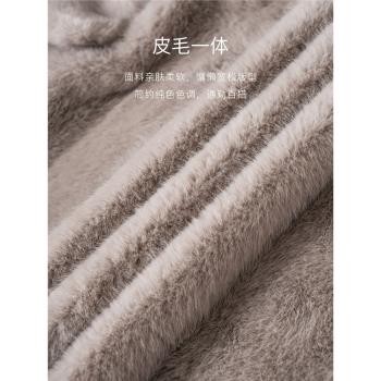 羅衣慵懶寬松皮毛一體毛呢外套2024冬季新款淺灰色環保皮草11332