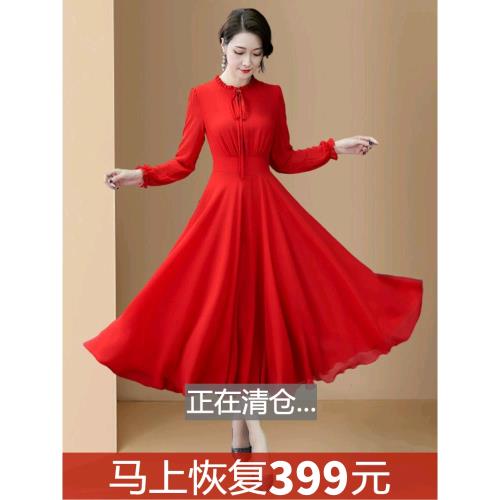 女裝連衣裙子媽媽春夏紅色真絲桑蠶絲香云紗今年流行的2025年新款