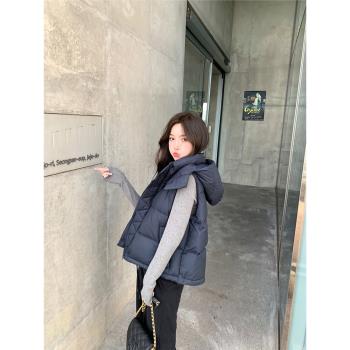 alex stevens肯豆風羽絨服女冬季90白鴨絨背心馬甲加厚連帽外套